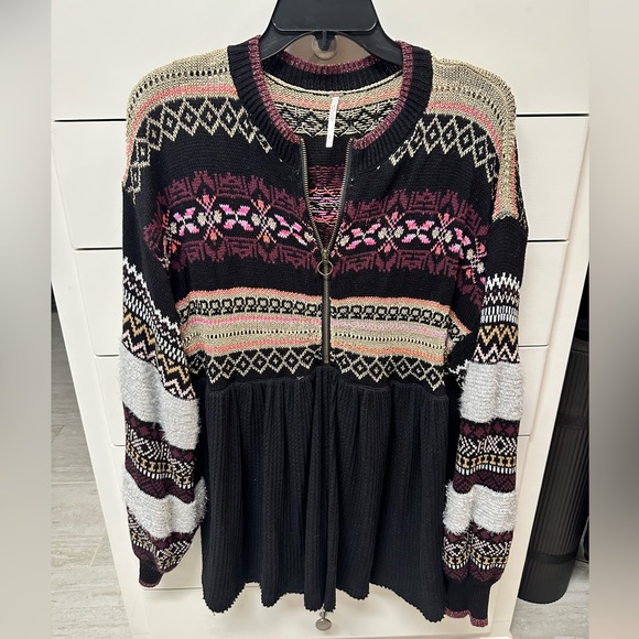 Free People Sweaters - Free People Fair Isle Nordic black metallic sweater